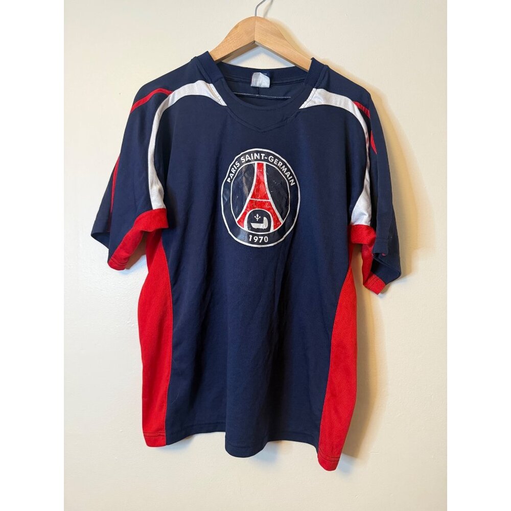 Paris Saint-Germain 1970 Logo Navy & Red Short Sleeve Jersey Mens Size M/L